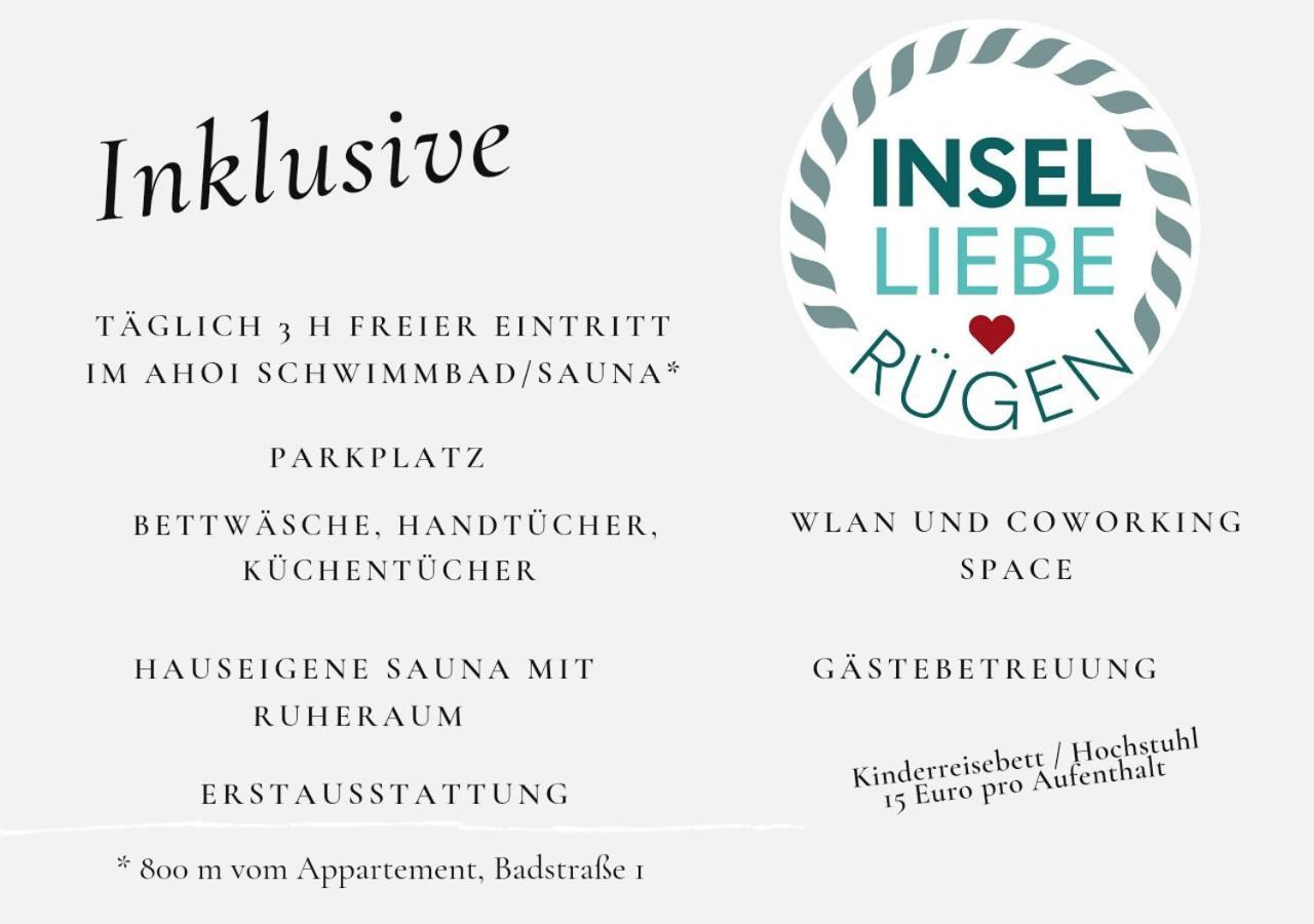 Das Appartement Inselliebe Ruegen Inkl Sauna Und 3H Taeglich Eintritt Ahoi Schwimmbad Sellin  Extérieur photo